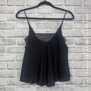 NWT Free People Black spaghetti strap top | Size: XS